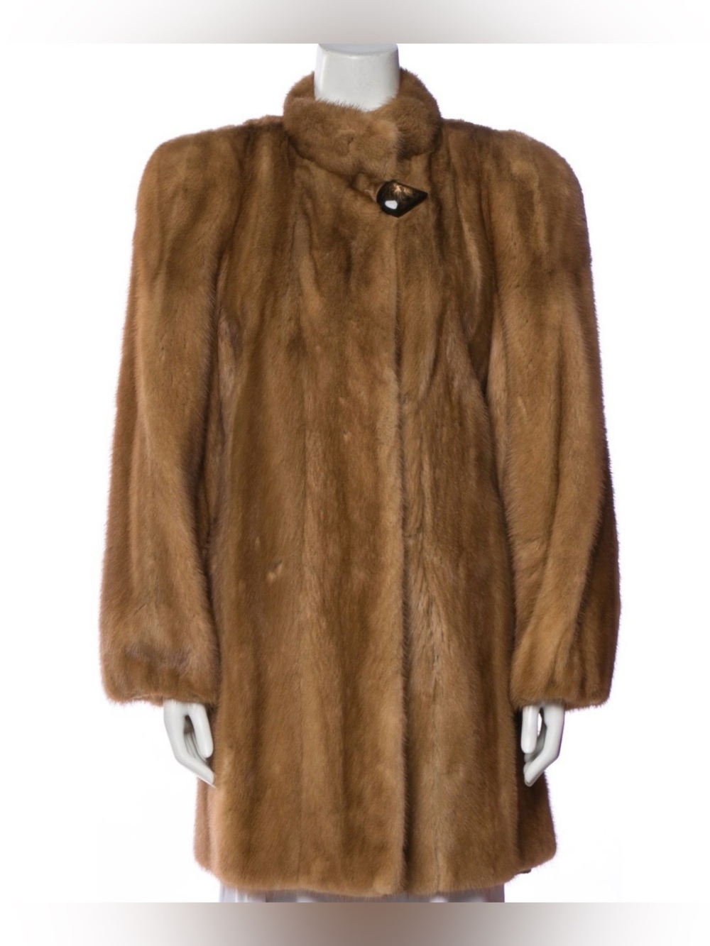 Women's Brown Mink Fur Coat - Luxurious Short Stand Collar Jacket